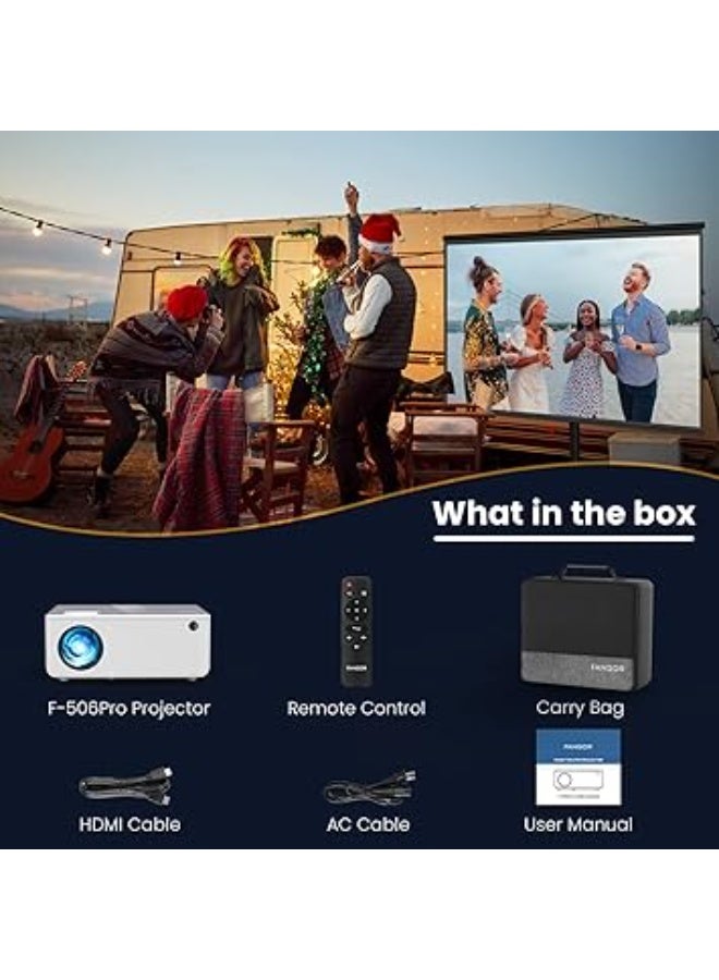1080P HD WiFi Bluetooth Projector, 5500 Lumens, Portable Movie Projector, Compatible with TV Stick, HDMI, VGA, USB, Laptop, iPhone, Android - Image 2